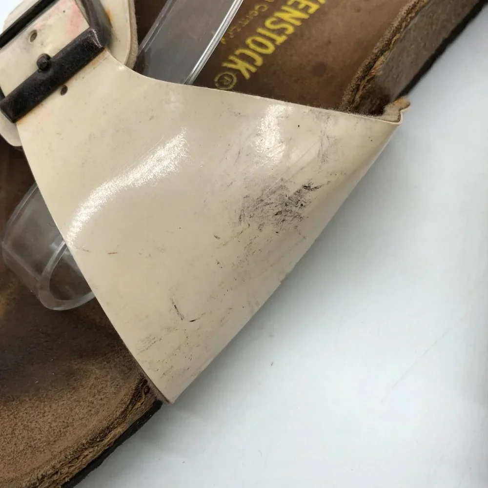 Birkenstock Madrid BirkoFlor Sandals Slides Shiny Ivory 40 Womens US 9 Narrow - Picture 4 of 11